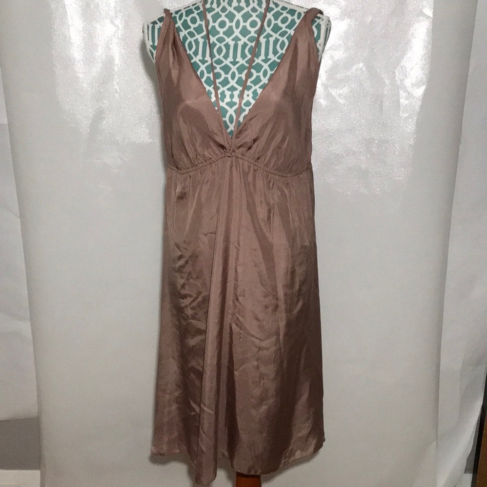 Graham & Spencer 100% Silk Mauve Sleeveless MIDI Dress Empire Waist Size Medium